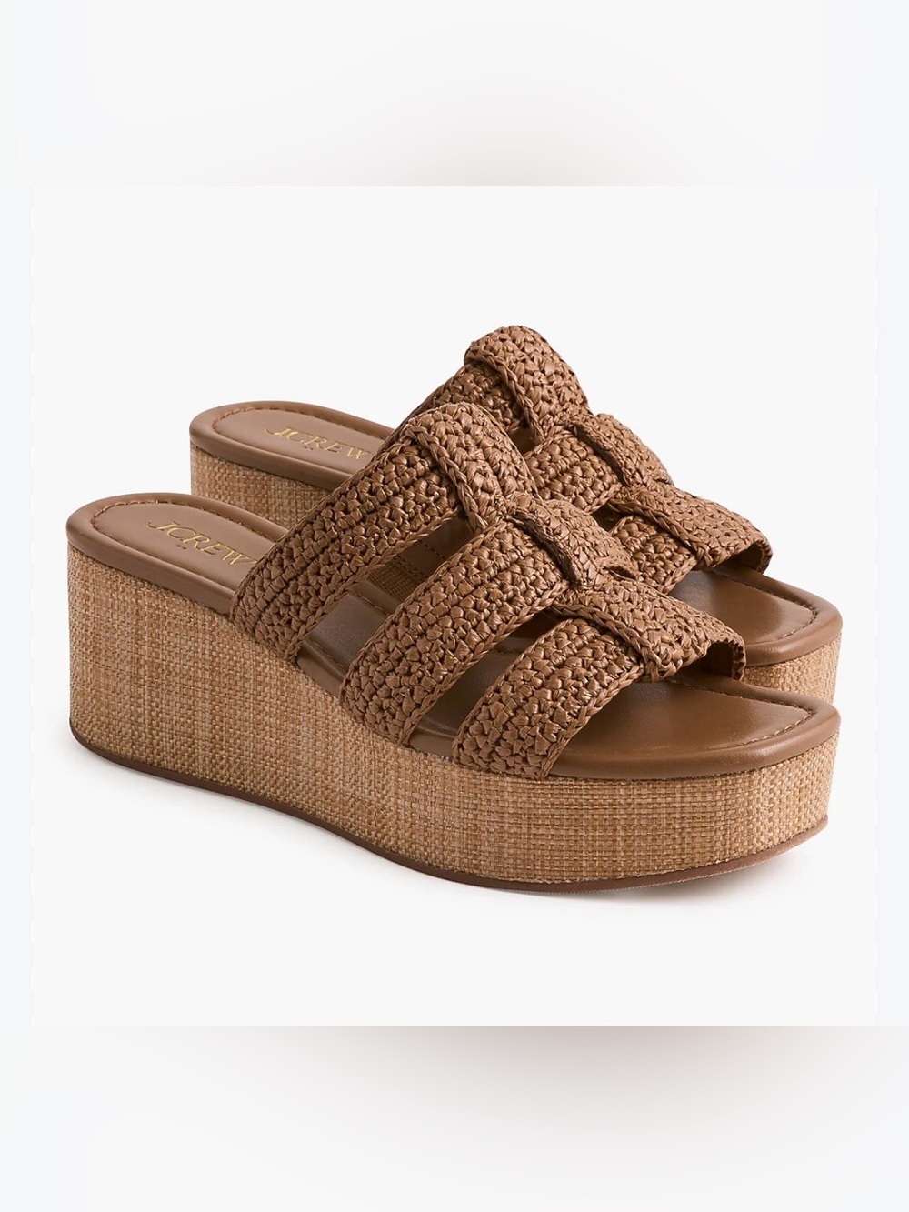 NEW J. Crew Factory Fisherman Flat-Form Wedges slides cedar wood size 7.5 CI969